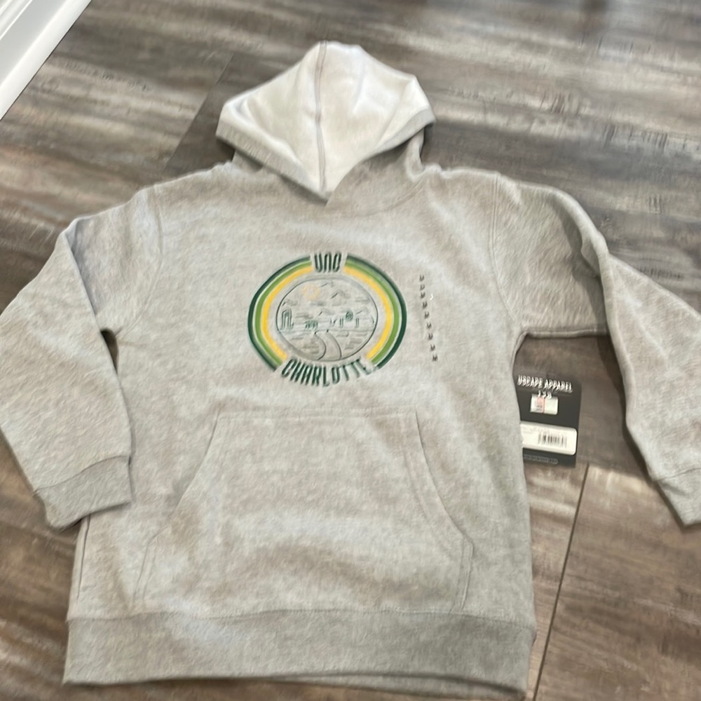 UNCC Charlotte Gray Hoodie 10-12 NEW